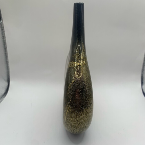 Vase Gold over black Lollipop Hand Blown Luxury Glass by Michael Harris. - Picture 5 of 9